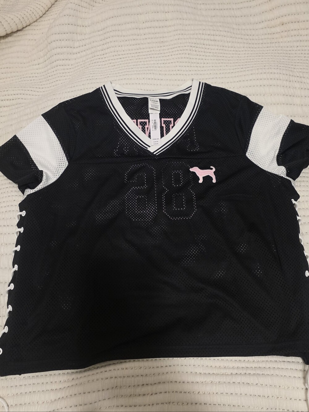 PINK Black Mesh Football Jersey Nwt Xxl